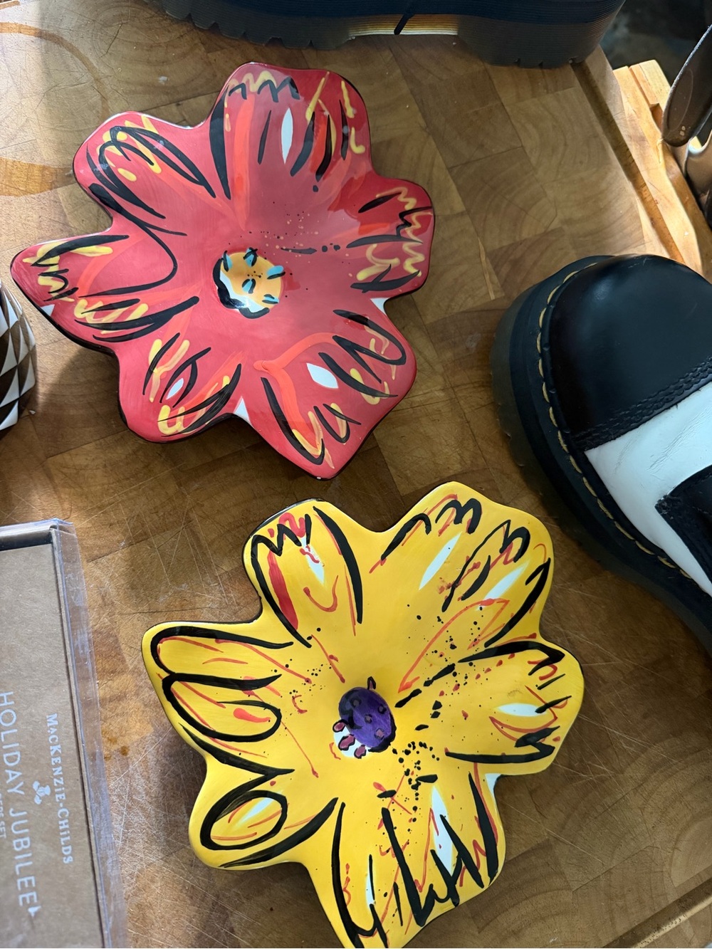 Painted Flower wall hangings - Red & Yellow Set Kathryn youngs by Ganz